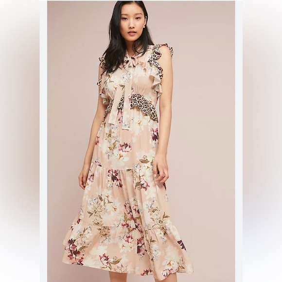 kachel Dresses & Skirts - Kachel Anthropologie sedona sunrise silk floral animal print midi/maxi dress 14